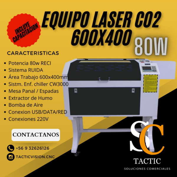 Equipo Láser Co2 600x400 80w RUIDA.